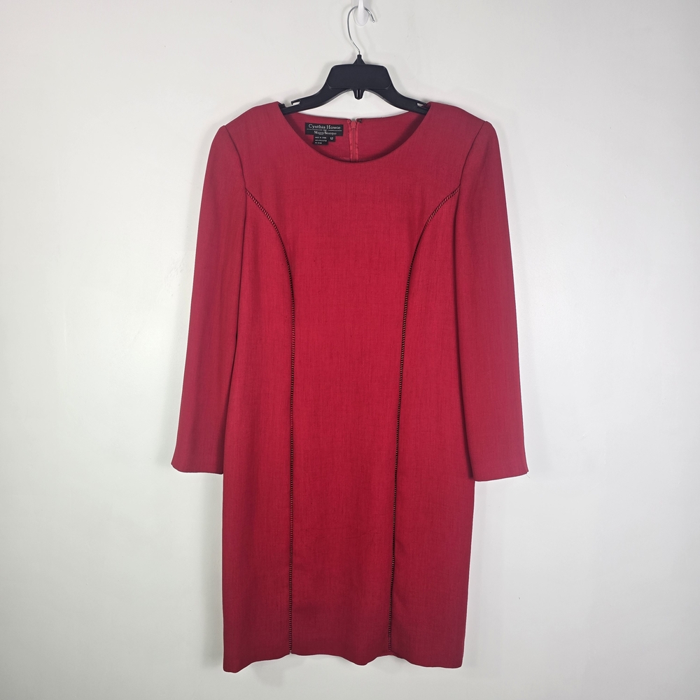 Vintage Cynthia Howie Red Shift Dress 12 Ladder Stitch Maggy Boutique